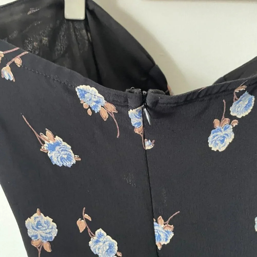 For Love and Lemons Strapless  Floral Tie Mini Dress Black Size Medium - Picture 6 of 8